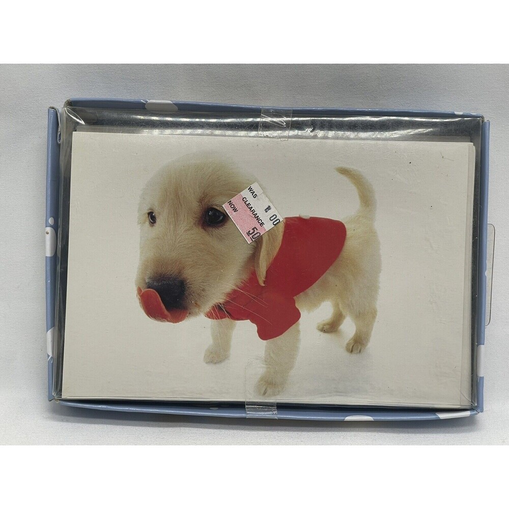 Hana Deka Club 10 Blank Notecards with Envelopes Dog in Red Sweater